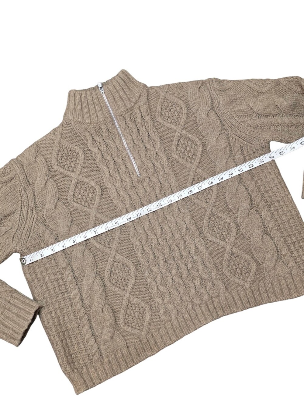 JENNI KAYNE CABLEKNIT HALF ZIP SWEATER CLOVE S - Picture 8 of 11